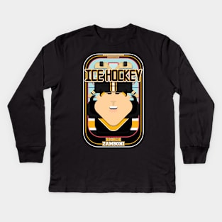 Ice Hockey Black and Yellow - Boardie Zamboni - Amy version Kids Long Sleeve T-Shirt